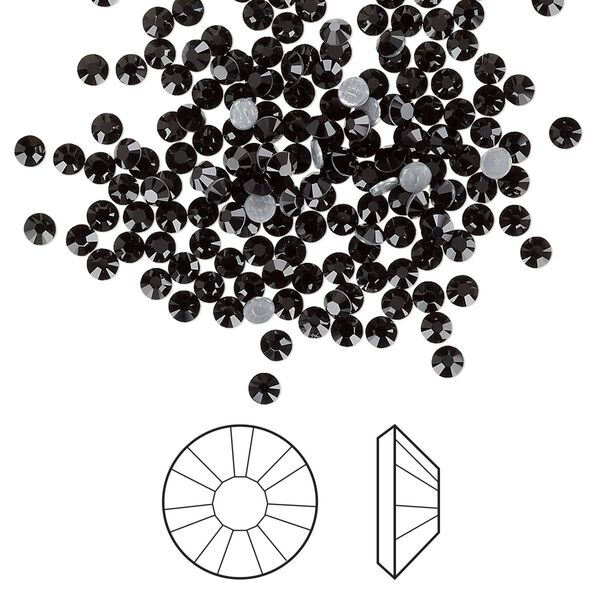 Flat back 1440pk jet foil back, Swarovski&reg; hotfix 2.3-2.5mm rose round SS8 2038HF image number 0