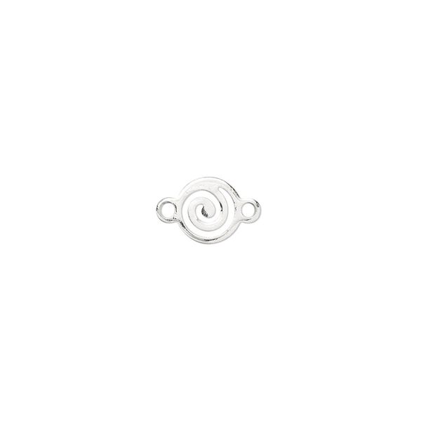 Link, silver-plated brass, 7mm round with swirl. Sold per pkg of 20. image number 0