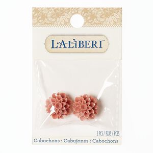 Embellishment, Laliberi&trade;, acrylic, dark pink, 20mm flower with flat back. Sold per pkg of 2.