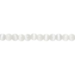 Bead, cat's eye glass (fiber optic glass), grey, 4mm round, quality grade. Sold per 15-1/2" to 16" strand.