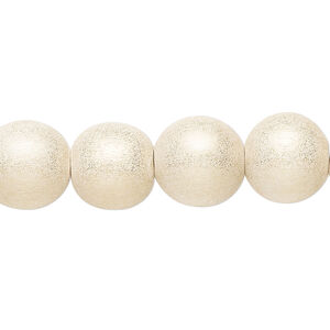 Bead 1pkg1, Taiwanese cheesewood (dyed / waxed), gold cream, 11-12mm round, 15-1/2 to 16 inches.