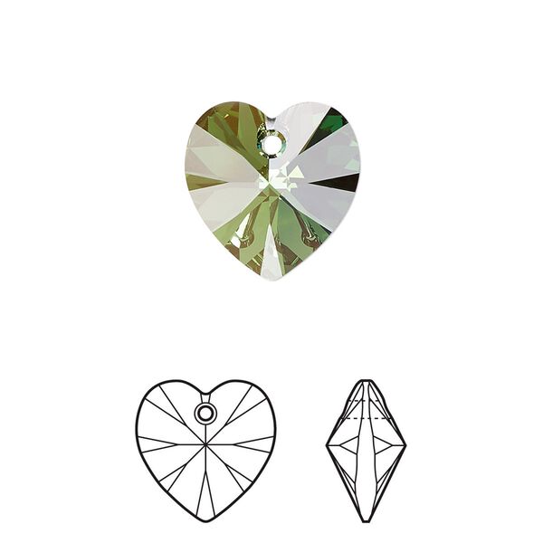 Drop 2pk peridot bronze shade, Crystal Passions&reg; 14mm pendant heart 6228 image number 0