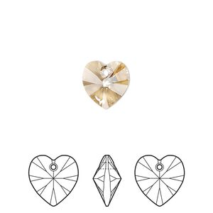Drop 24pk crystal golden shadow, Crystal Passions&reg; 10mm pendant heart 6228