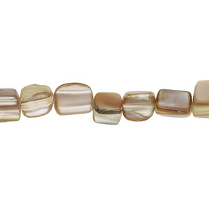 Mother-of-pearl shell 1pkg1, triangle tube bead 15 inch soft gold 6x6mm-10x8mm