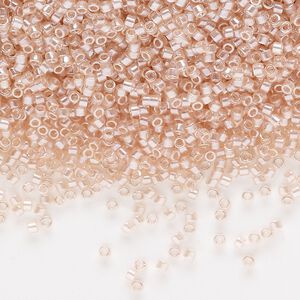 Seed bead, Delica&reg;, glass, pkg/7.5g, #11 round, translucent glazed luster pale peach (DB-1479-1).