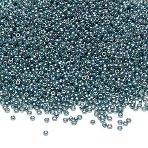 Seed bead, Miyuki 1pkg35g glass, #15 rocaille, Duracoat&reg; opaque galvanized dark seafoam / outside dyed (RR-4217)