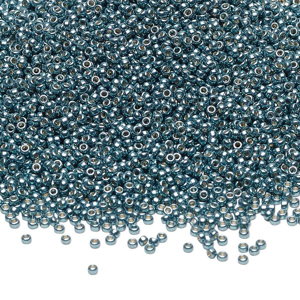 Seed bead, Miyuki 1pkg35g glass, #15 rocaille, Duracoat&reg; opaque galvanized dark seafoam / outside dyed (RR-4217) image number 0