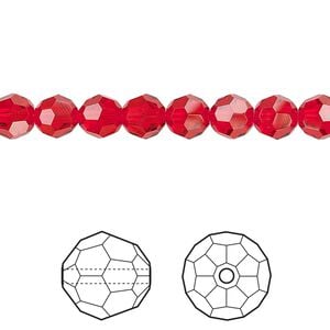 Bead 12pk light Siam, Crystal Passions&reg; 6mm round 5000