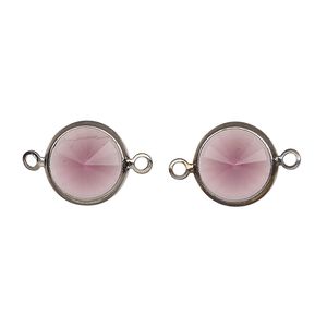Link, Vintage Crystal&trade;, crystal and gunmetal-plated brass, amethyst, 12mm rivoli. Sold per pkg of 2.