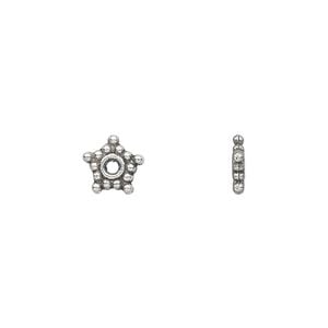 Bead 1pkg100 silver-plated "pewter", 8x2mm star rondelle, antique