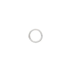Jump ring 1pkg4 sterling silver, 9mm soldered closed twisted round, 20 gauge / 7.5mm inside diameter