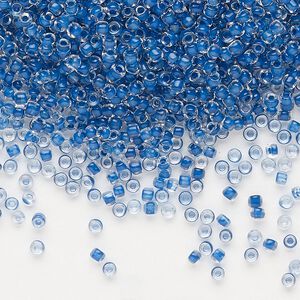 Seed bead, Dyna-Mites&trade;, glass 1pkg40g, #11 round, translucent inside dyed color cobalt (215 11/0 RR)