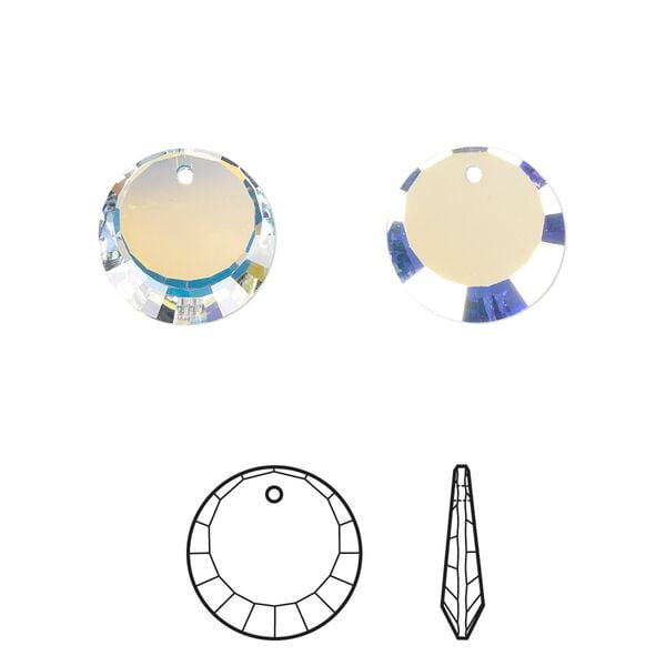 Drop 144pk crystal AB, Swarovski&reg; 12mm pendant disc 6210 image number 0