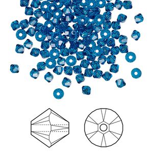 Bead 1440pk Capri blue, Swarovski&reg; 3mm XILION bicone 5328