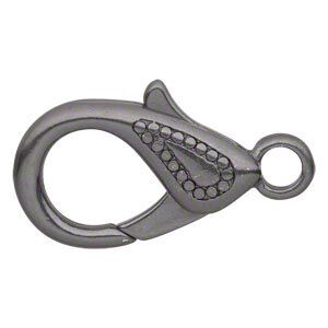 Clasp lobster claw 1pkg4 "pewter" (zinc alloy), 25x15mm double-sided, gunmetal-finished 1-strand