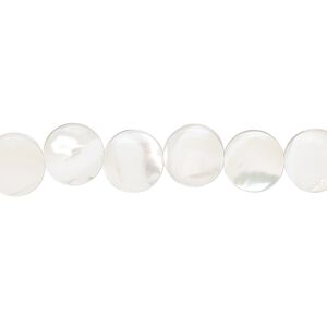 Mother-of-pearl shell 1pkg1, puffed round bead 15.5 to 16 inch white 8mm