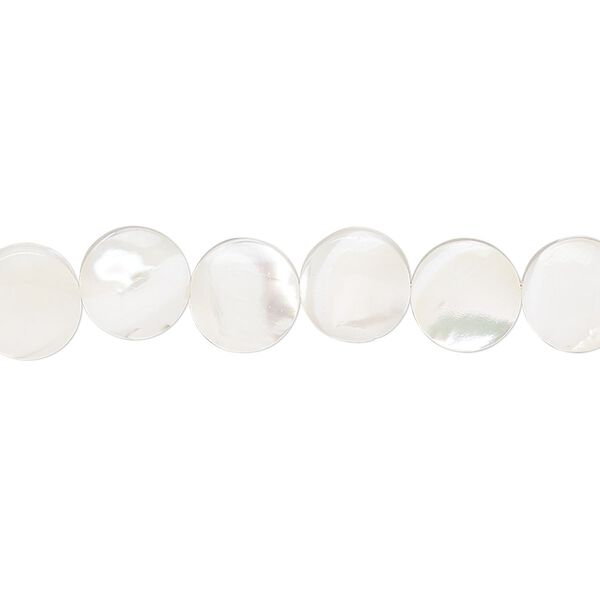 Mother-of-pearl shell 1pkg1, puffed round bead 15.5 to 16 inch white 8mm image number 0