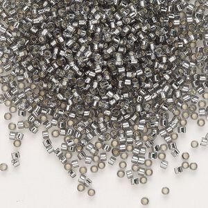 Seed bead, Delica&reg;, glass, pkg/7.5g, #11 round, transparent silver-lined light grey (DB-0048).