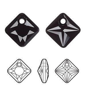 Drop 4pk jet, Crystal Passions&reg; 9mm pendant princess cut 6431