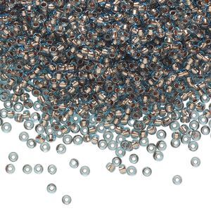 Seed bead, Preciosa Ornela Czech glass, pkg/50g, #11 rocaille, transparent copper-lined light blue, (69000).