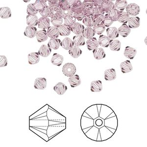 Bead 48pk light amethyst, Crystal Passions&reg; 4mm bicone 5328