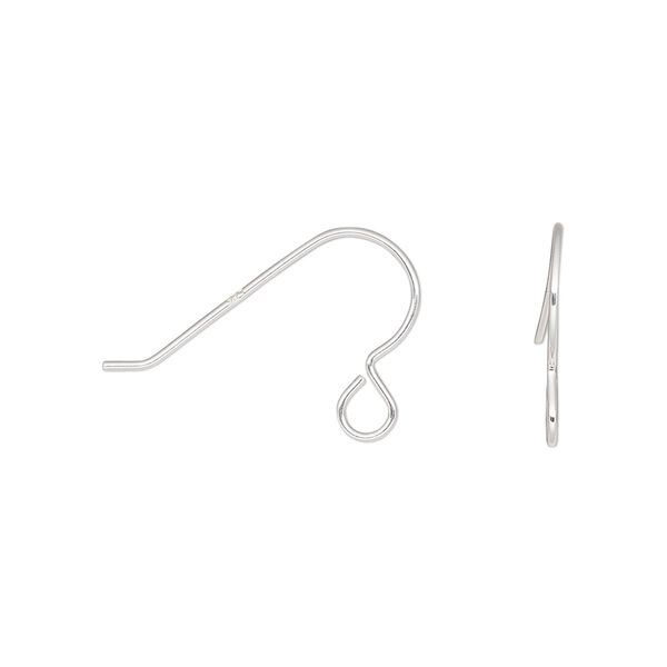 Ear wire fishhook 1pkg1000 sterling silver, 14mm lightweight / open loop, 22 gauge 500 pair image number 0