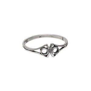 Ring, JBB Findings, antiqued sterling silver, 7mm double shield with (2) SS9 flat back settings, size 10. Sold individually.