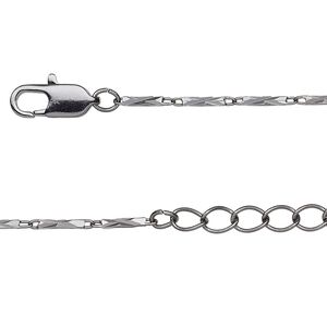 Chain 1pkg1 rectangle, 1.5mm diamond-cut tube / lobster claw clasp, gunmetal-finished brass 24 inch