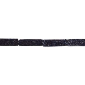 Bead, blue goldstone (glass) (man-made), 13x4mm square tube. Sold per 15-1/2" to 16" strand.
