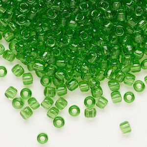 Seed bead, Dyna-Mites&trade;, glass, transparent green, #6 round. Sold per 40-gram pkg.