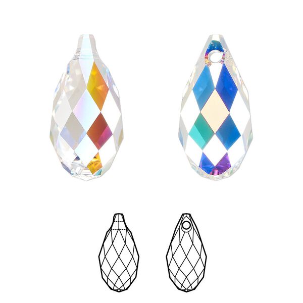 Briolette 24pk crystal AB, Swarovski&reg; 21x10.5mm pendant drop 6010 image number 0