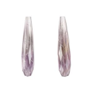 Amethyst 1pkg2, hand-cut half-drilled faceted teardrop bead natural 28x6mm