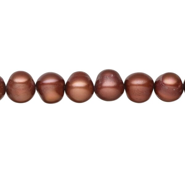 Freshwater pearl 1pkg1, semi-round, 15.5-16 inch cranberry 7-8mm cultured image number 0