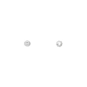 Bead 1pkg100 silver-plated, 3mm corrugated round, brass