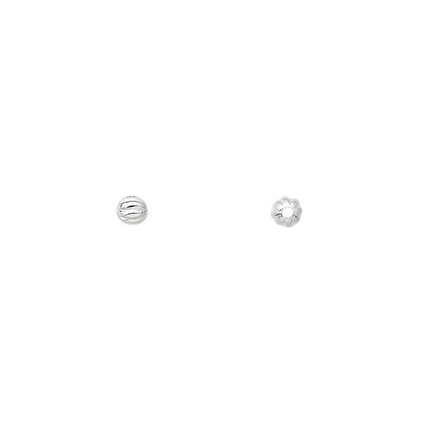 Bead 1pkg100 silver-plated, 3mm corrugated round, brass image number 0