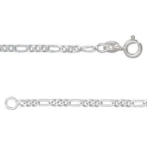Chain 1pkg1 sterling silver figaro, 2.1mm / mixed clasp, 18 inch