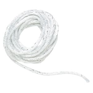 Cord, Satinique&trade;, satin, white and metallic silver, 2mm. Sold per pkg of 9-1/2 feet.