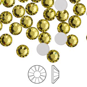 Flat back 288pk acid yellow foil back, Preciosa MAXIMA Czech crystal rhinestone 6.3-6.5mm chaton rose round SS30