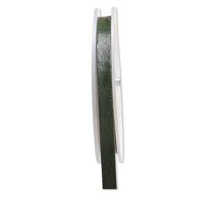 Cord, leather, green, 8mm flat. Sold per 5-yard spool.