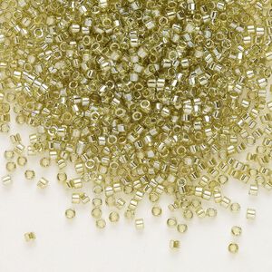 Seed bead, Delica&reg;, glass, pkg/250g, #11 round, translucent gold luster golden olive (DB-0124).