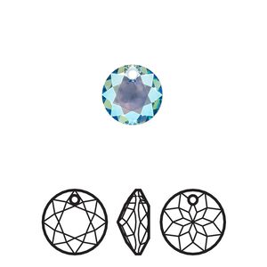 Drop 48pk aquamarine shimmer, Swarovski&reg; 10mm pendant classic cut 6430