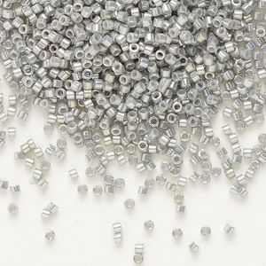 Seed bead, Delica&reg;, glass, pkg/7.5g, #11 round, opaque rainbow gold luster grey (DB-0251).
