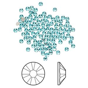 Flat back 1440pk light turquoise foil back, Swarovski&reg; 2.1-2.3mm rose round SS7 2058