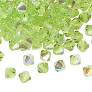 Bead 144pk limecicle AB, Preciosa Czech crystal 6mm bicone