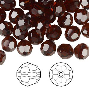 Bead 144pk smoked amber, Crystal Passions&reg; 8mm round 5000