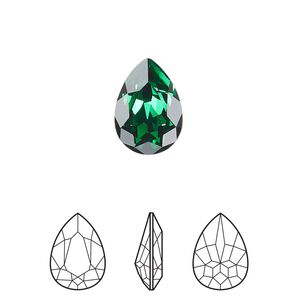 Fancy stone 1pk majestic green foil back, Crystal Passions&reg; 14x10mm pear 4320