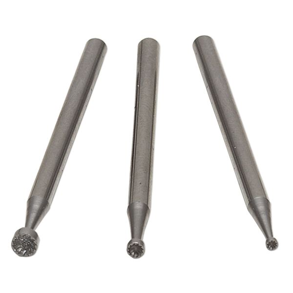 Replacement wire-rounder head 1pkg1, steel, 1.2mm / 1.8mm / 2.7mm cup burrs. 3-piece set. image number 0