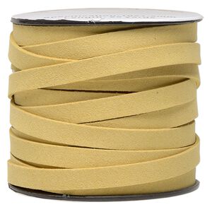 Cord, faux suede, tan, 10mm flat. Sold per 25-yard spool.