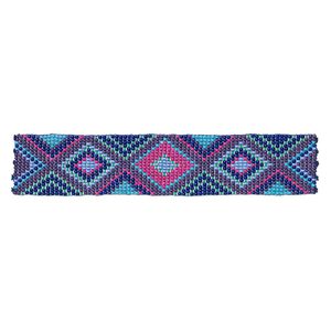 Component, glass, multicolored, 6x1-1/4 inch double-sided rectangle with diamond pattern. Sold individually.
