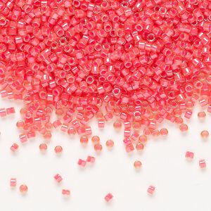 Seed bead, Delica&reg;, glass, pkg/50g, #11 round, opaque luminous poppy red (DB-2051).